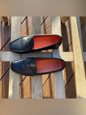 Women’s  Leather Penny Loafers with Orange Insole
